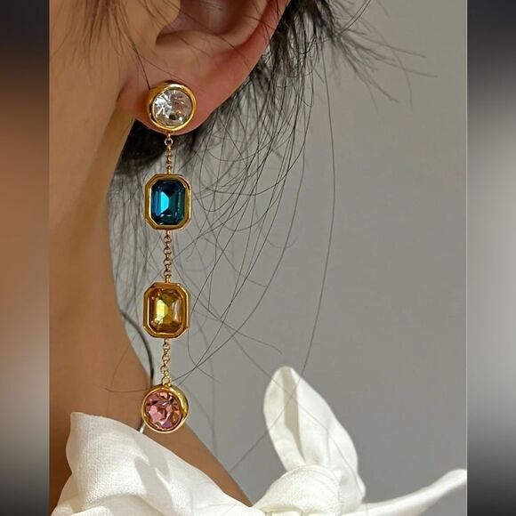 Colorful dangle earrings N765 - Picture 1 of 5